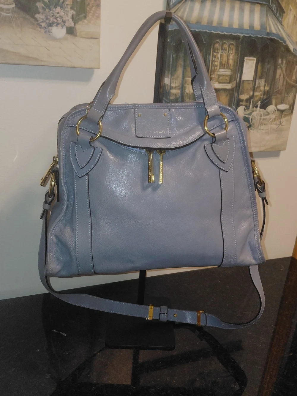 Marc Jacobs Blue Leather Wellington Fulton Satchel Shoulder Crossbody Bag! GUC!